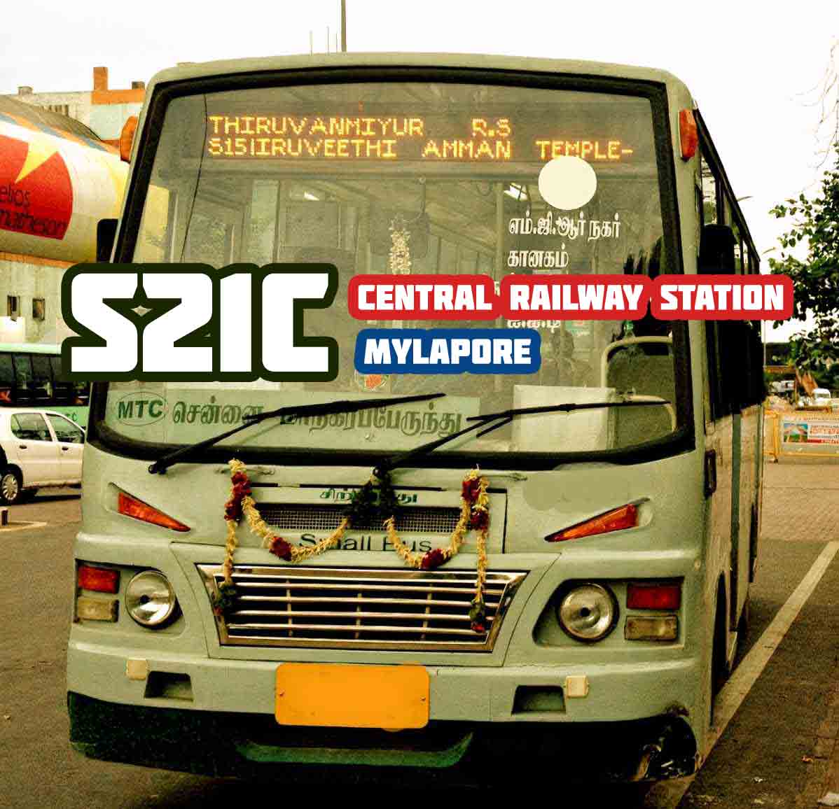 Central Railway Station to Mylapore MTC Bus Route S21C