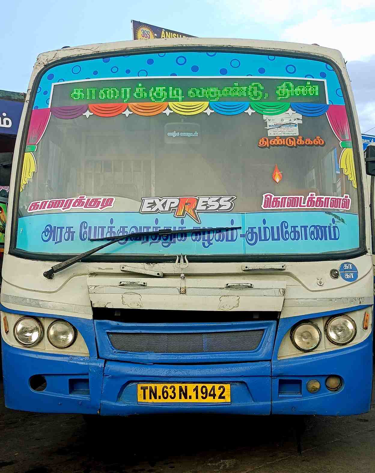 Karaikudi to Kodaikanal Bus Timings TNSTC TN 63 N 1942