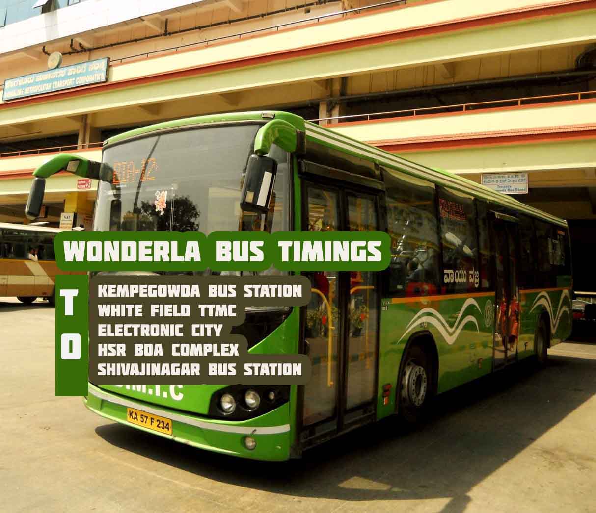 BMTC Bus Timings from Wonderla Bangalore