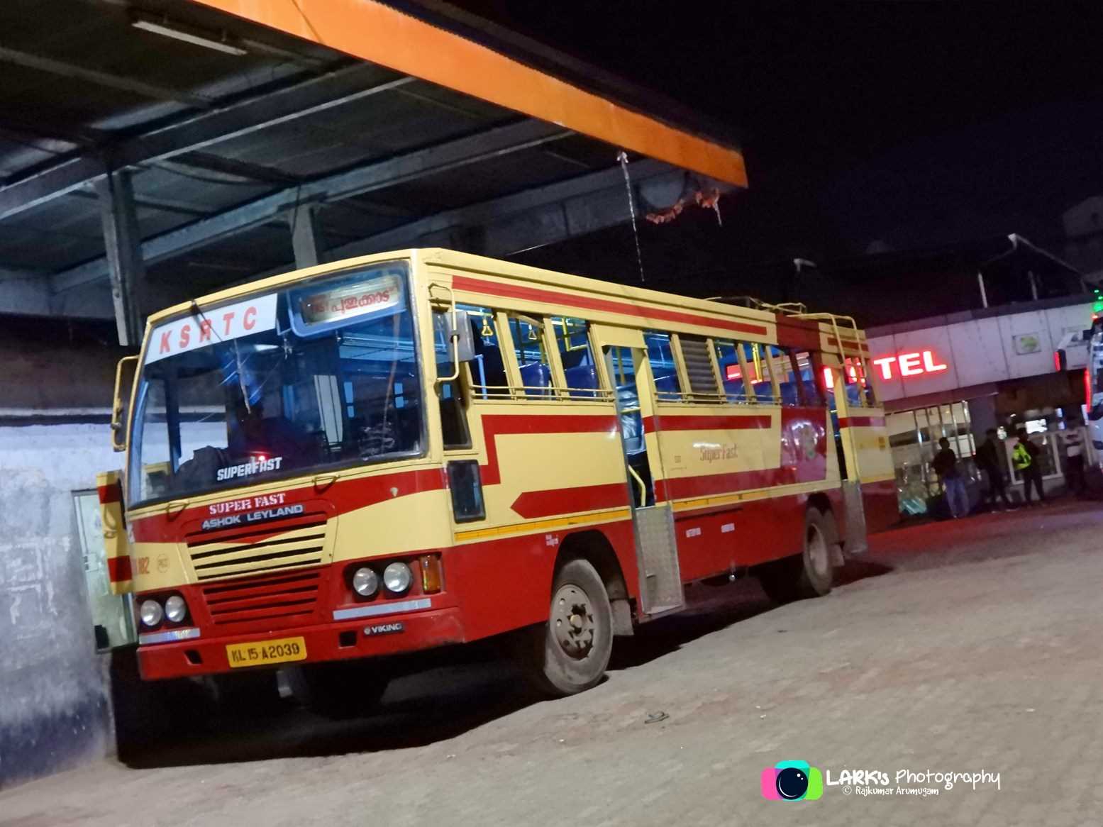 KSRTC Bus Timings from Thrissur to South Kerala